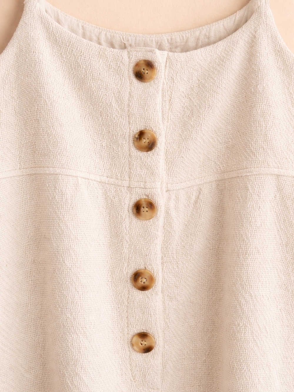 Sadie & Sage Cream Textured Button Front Romper Boho Neutral Flowy L - Picture 3 of 12